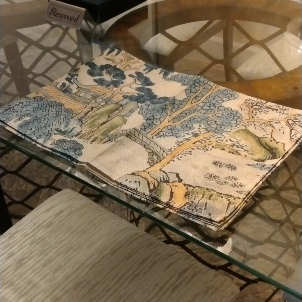 4 Placemats (linen feel); Asian gardens pattern. Dress up your table inexpensive